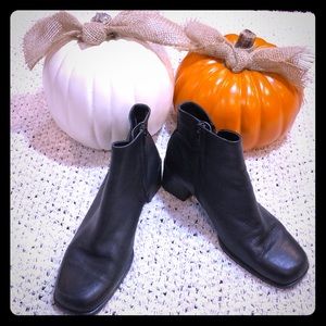 Gently worn PACES black block heeled booties.
